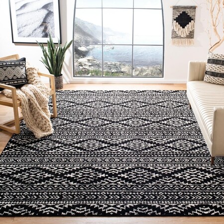 Safavieh 3 x 3 ft. Tulum 200 Power Loomed Square RugBlack & Ivory TUL272Z-3SQ